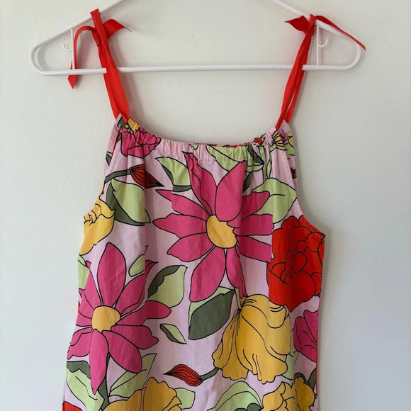 Hanna Andersson Big Floral Pillowcase Sundress Tie Ribbon Straps Girls Children - Picture 2 of 8
